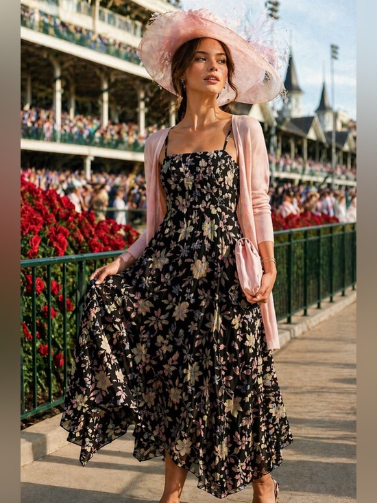 Free People Dresses & Skirts - Free People Intimately Midnight Combo Floral Maxi Dress Black Pink Boho NWT XS